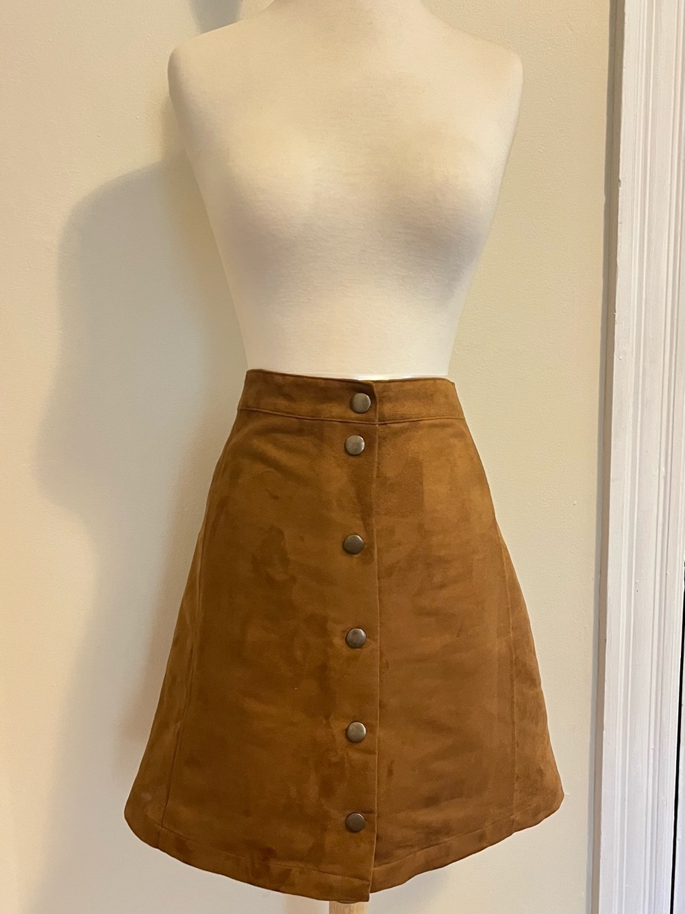 Old Navy Chestnut Brown Front-Button A-Line Mini Skirt